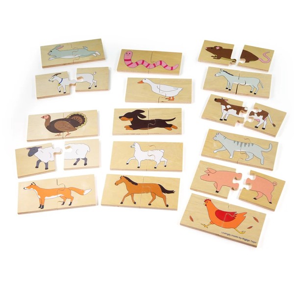 BigJigs Farm Heads and Tails Animals Wooden Matching Game
