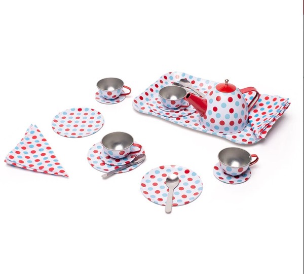 Bigjigs Spotted Tea Set in Carry Case